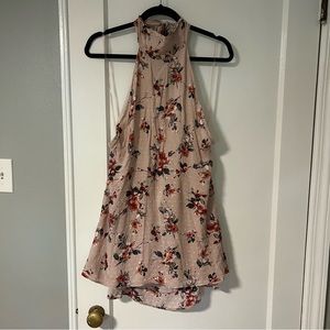 Floral high neck open back dress